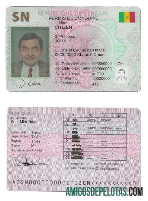 Carta de condução do Senegal amostra